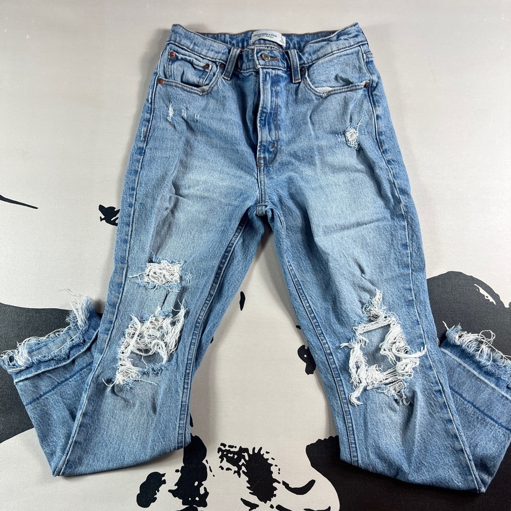 Abercrombie & Fitch Light Blue Distressed Boyfriend Jeans